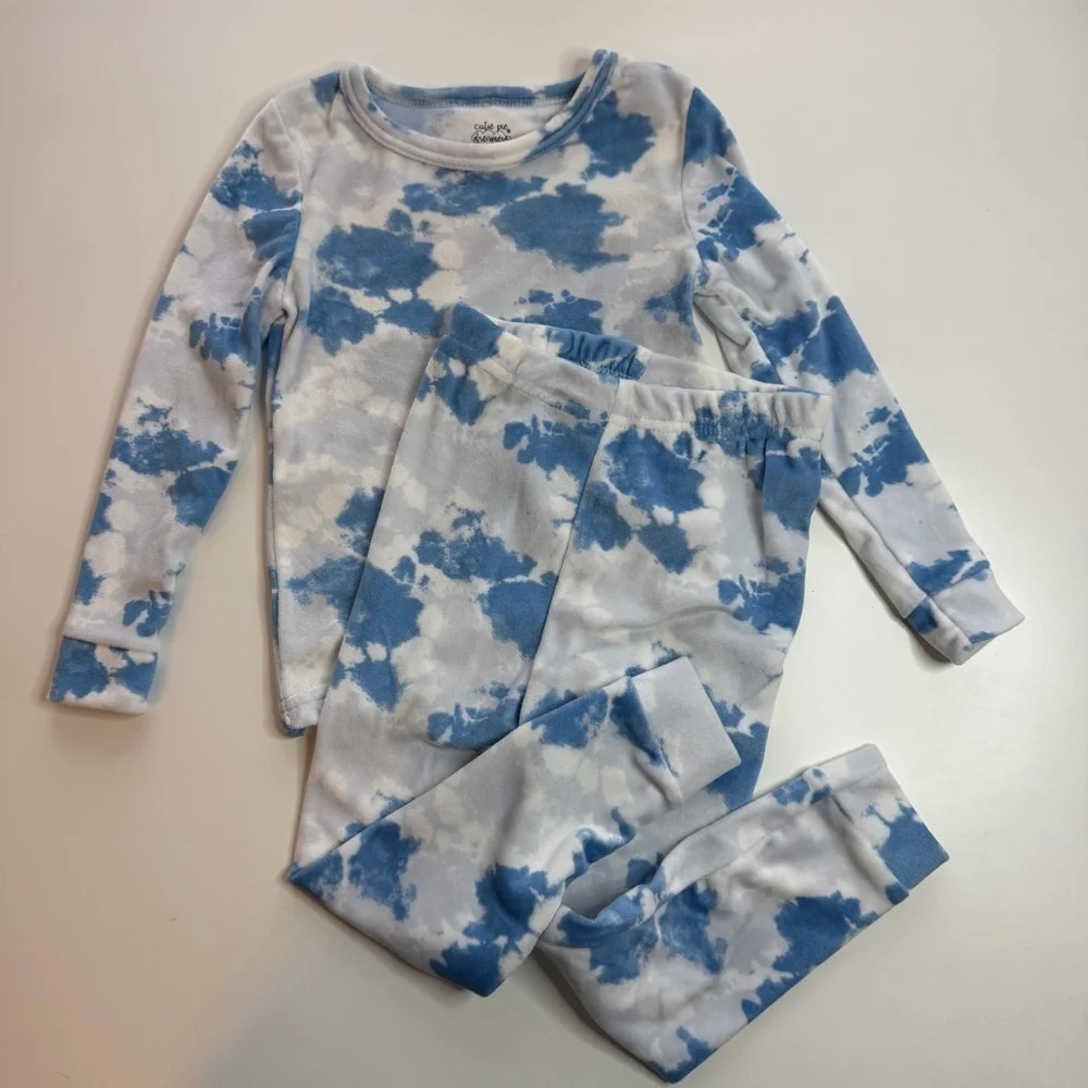 Dreamy Clouds Blue and White Kids Pajama Set